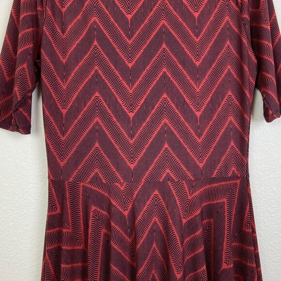 Lularoe Fit & Flare Midi Dress Size M Rust Orange Black Stretch Half Sleeve - Picture 5 of 5